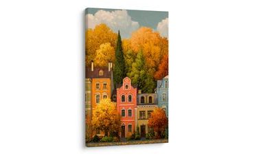 OBRAZ HISTORICKÉ DOMY V PODZIMU - BAREVNÉ DOMY - OBRAZY
