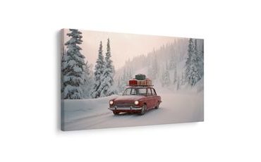 OBRAZ VÁNOČNÍ AUTO SPLNĚNÝCH PŘÁNÍ - VÁNOČNÍ A ZIMNÍ OBRAZY - OBRAZY