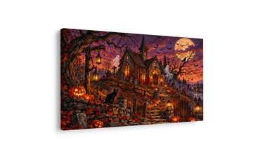 WANDBILD UNHEIMLICHE KIRCHE UNTER DEM VOLLMOND - HALLOWEEN- UND HORROR-BILDER - BILDER