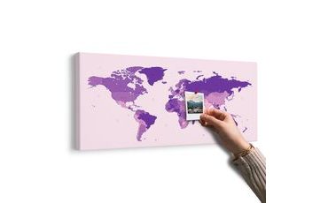 OBRAZ NA KORKU DETAILNÍ MAPA SVĚTA VE FIALOVÉ BARVĚ - OBRAZY NA KORKU - OBRAZY