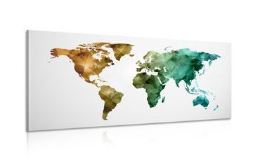 CANVAS PRINT COLORFUL POLYGONAL MAP OF THE WORLD - PICTURES OF MAPS - PICTURES