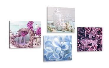 SET OBRAZŮ ZÁTIŠÍ VOJTĚŠEK A KVĚTIN - SESTAVY OBRAZŮ - OBRAZY