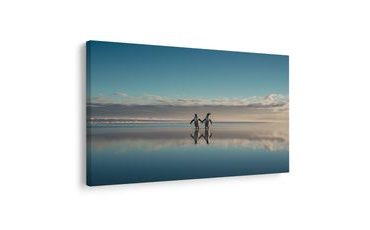 OBRAZ PINGWINY NA SPOKOJNYM WYBRZEŻU - OBRAZY MORZA I PLAŻY - OBRAZY