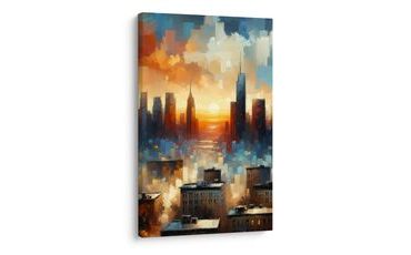 OBRAZ ZÁPAD SLUNCE NAD MĚSTEM - OBRAZY MĚSTA - OBRAZY