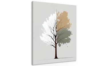 WANDBILD MINIMALISTISCHER MEHRFARBIGER BAUM - BILDER BÄUME UND LAUB - BILDER