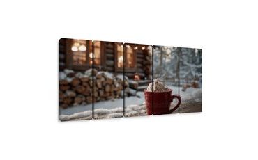 5-DÍLNÝ OBRAZ SLADKÁ ODMĚNA U CHATY - VÁNOČNÍ A ZIMNÍ OBRAZY - OBRAZY