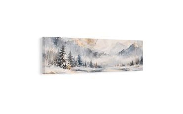 TABLEAU SUR TOILE – VALLÉE BRUMEUSE EN PAYSAGE HIVERNAL - TABLEAUX DE MONTAGNE - TABLEAUX