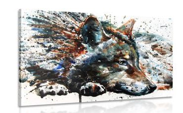 Wandbild Wolf in Aquarell