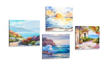 CANVAS PRINT SET SEA AND A BEACH - SET OF PICTURES - PICTURES