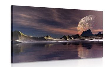 CANVAS PRINT FUTURISTIC LANDSCAPE - PICTURES OF SPACE AND STARS - PICTURES