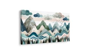 WANDBILD FARBENFROHE BERGLANDSCHAFT MIT WALD - BILDER VON BERGEN - BILDER