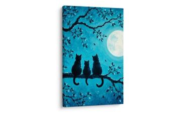 WANDBILD DREI KATZEN AUF EINEM AST - HALLOWEEN- UND HORROR-BILDER - BILDER