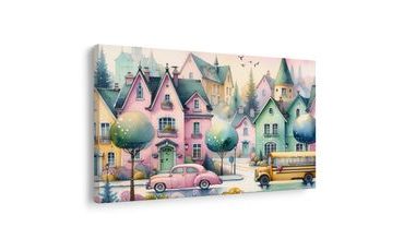 WANDBILD MAGISCHE GASSEN DER PASTELLSTADT - BILDER FÜR KINDER - BILDER