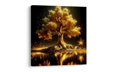 WANDBILD GOLDENER LEBENSBAUM AM SEE - BILDER BÄUME DES LEBENS - BILDER