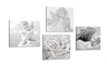 SET DI QUADRI – ARMONIA DEGLI ANGELI IN BIANCO E NERO - COLLEZIONI DI QUADRI - STAMPE E QUADRI