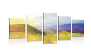 5-PIECE CANVAS PRINT FIELD FULL OF DAISIES - PICTURES OF NATURE AND LANDSCAPE - PICTURES