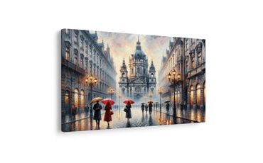 OBRAZ DEŠTIVÁ ULICE S KATEDRÁLOU - OBRAZY MĚSTA - OBRAZY