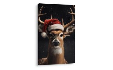 OBRAZ SVÁTEČNÍ JELEN S ČEPICÍ - VÁNOČNÍ A ZIMNÍ OBRAZY - PICTURES