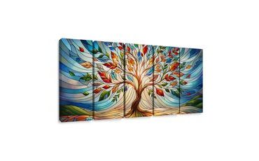 5-DÍLNÝ OBRAZ VITRÁŽOVÝ STROM ŽIVOTA A BAREV - OBRAZY STROMY ŽIVOTA - OBRAZY