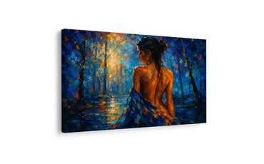 WANDBILD FRAU IM BLAUEN WALD - WANDBILDER FRAUEN - BILDER