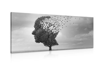 CANVAS PRINT TREE IN THE FORM OF A FACE - BLACK AND WHITE PICTURES - PICTURES