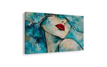 WANDBILD TÜRKISES PORTRÄT MIT ROTEN LIPPEN - WANDBILDER FRAUEN - BILDER