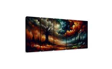 5-DÍLNÝ OBRAZ MYSTICKÝ STROM ŽIVOTA - OBRAZY STROMY ŽIVOTA - PICTURES