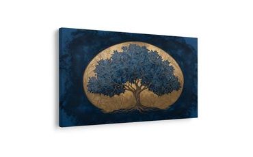 OBRAZ MODRÝ STROM ŽIVOTA NA ZLATÉM POZADÍ - OBRAZY STROMY ŽIVOTA - OBRAZY