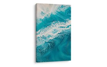 TABLEAU SUR TOILE – ÉCUME OCÉANIQUE AUX TONS BLEUS - TABLEAUX DE LA MER ET DE LA PLAGE - TABLEAUX