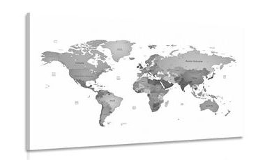 CANVAS PRINT BEAUTIFUL MAP WITH A BLACK AND WHITE TOUCH - PICTURES OF MAPS - PICTURES