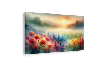 WANDBILD WIESE BEI SONNENAUFGANG - BILDER VON SONNENAUFGANG UND SONNENUNTERGANG - BILDER