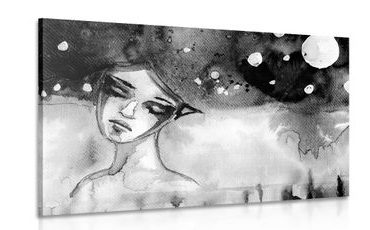 OBRAZ MĚSÍČNÍ VÍLA V ČERNOBÍLÉM PROVEDENÍ - ČERNOBÍLÉ OBRAZY - OBRAZY