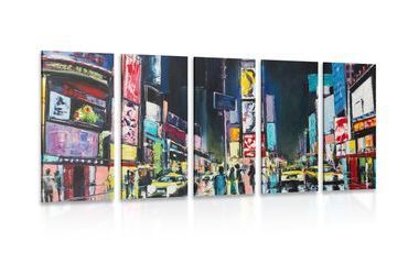 5-TEILIGES WANDBILD BUNTES NEW YORK - BILDER VON STÄDTEN - BILDER