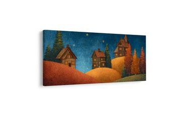 OBRAZ SVÁTEČNÍ KLIDNÁ NOC - BAREVNÉ DOMY - OBRAZY