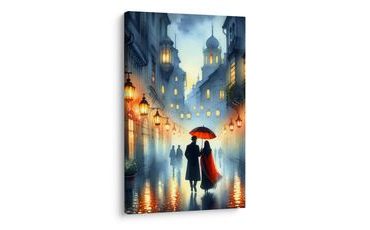OBRAZ MILENCI V DEŠTI MEZI HISTORICKÝMI DOMY - OBRAZY LIDÍ - OBRAZY