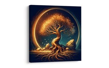 WANDBILD MAGISCHER LEBENSBAUM BEI NACHT - BILDER BÄUME DES LEBENS - BILDER