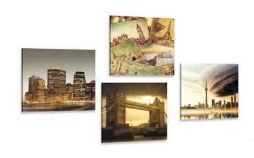 IMPRESSION SUR TOILE VILLES MYSTÉRIEUSES - ASSEMBLAGES DE PEINTURES SUR TOILE - IMPRESSION SUR TOILE