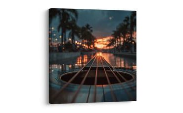 SLIKA GITARA U SJAJU GRADA - GLAZBENE SLIKE - SLIKE