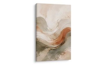 TABLEAU SUR TOILE – COURBES HARMONIEUSES AUX TONS TERREUX - IMAGES FORMES ABSTRAITES - TABLEAUX