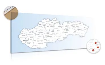 DECORATIVE PINBOARD MAP OF SLOVAKIA - PICTURES ON CORK - PICTURES