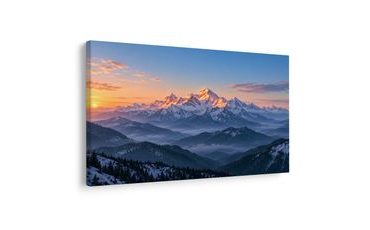 TABLEAU SUR TOILE – SOMMETS MONTAGNEUX À L’AUBE - TABLEAUX DE MONTAGNE - TABLEAUX