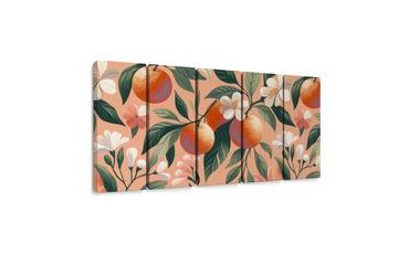 5-DÍLNÝ OBRAZ SLUNNÉ POMERANČE - OBRAZY STROMY A LISTY - OBRAZY