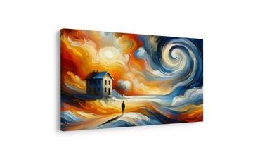 OBRAZ OSAMĚLÝ DŮM V BOUŘI - ABSTRAKTNÍ OBRAZY - OBRAZY
