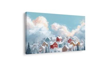 OBRAZ VÁNOČNÍ KRAJINA S ÚTULNÝMI DOMKY - VÁNOČNÍ A ZIMNÍ OBRAZY - OBRAZY