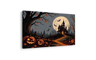 WANDBILD SPUKHAUS UNTER DEM VOLLMOND - HALLOWEEN- UND HORROR-BILDER - BILDER