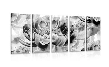 5-DÍLNÝ OBRAZ PIVOŇKY V ČERNOBÍLÉM PROVEDENÍ - ČERNOBÍLÉ OBRAZY - OBRAZY