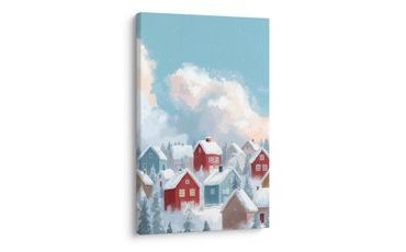 OBRAZ ZASNĚŽENÁ VESNIČKA - VÁNOČNÍ A ZIMNÍ OBRAZY - OBRAZY