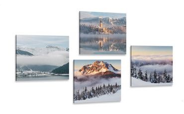 CANVAS PRINT SET WINTER SNOWY LANDSCAPE - SET OF PICTURES - PICTURES