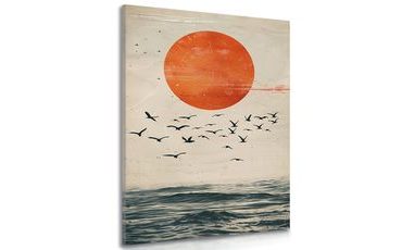 WANDBILD JAPANDI MOND ÜBER DEM MEER - JAPANDI WANDBILDER - BILDER