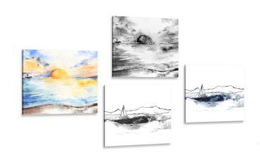 CANVAS PRINT SET IN AN INTERESTING COMBINATION OF OIL PAINTINGS - SET OF PICTURES - PICTURES